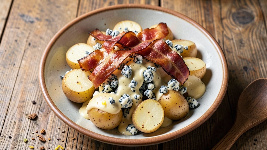 Bacon Blue Cheese Potato Salad Recipe: Smoky Crispy Bites Over Creamy Tangy Bliss