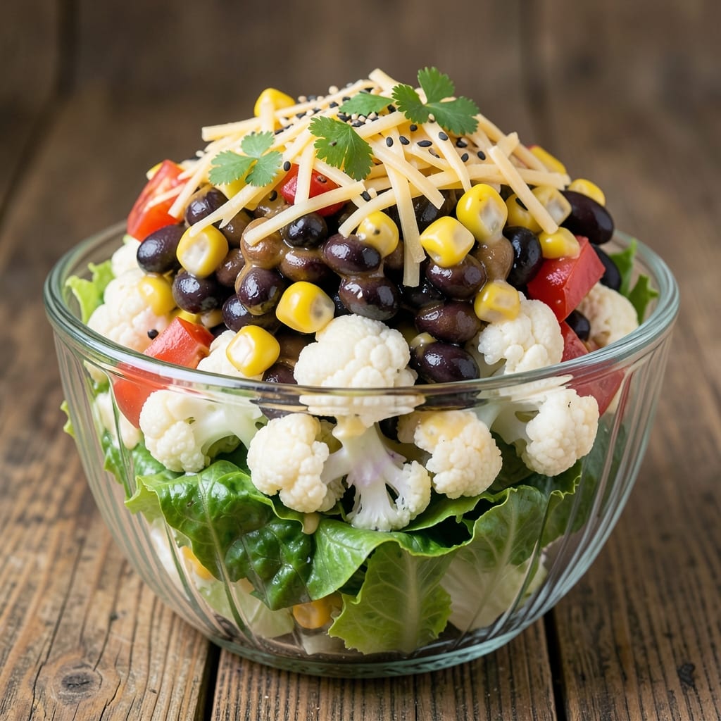 7 Layer Salad Recipe With Cauliflower: Creamy Ranch and Herb-Packed Freshness