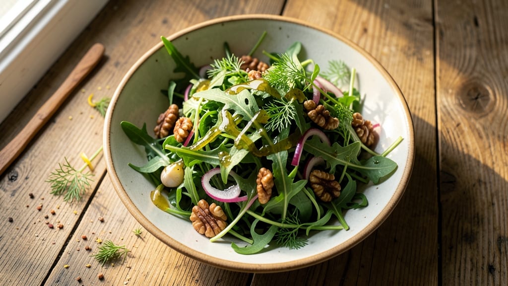 Baby Arugula Salad Recipe: Peppery Greens With Creamy Lemon-Dill Bliss