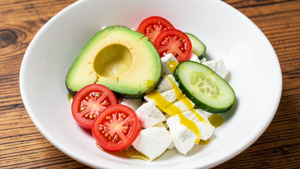 Avocado Tomato Cucumber and Mozzarella Salad Recipe: Lightened Crunch With Creamy Italian Bliss
