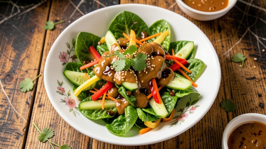 Asian Romaine Lettuce Salad Recipe: Crunchy Sesame Peanut Dressing Magic