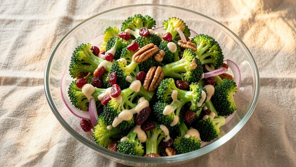 Broccoli Salad Recipe with Cranberries and Pecans: Sweet-Tart Crunch Meets Nutty Warmth
