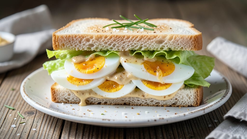 British Egg Salad Sandwich Recipe: Mayonnaise-Lightened Classic With Crisp Lettuce Bite