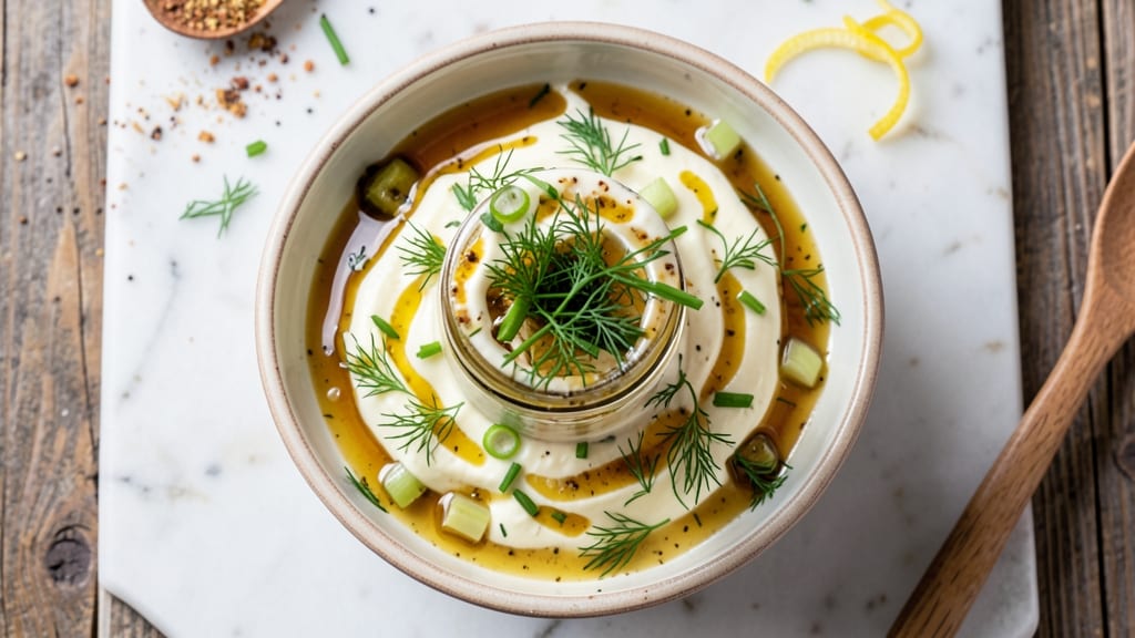 Brio Chopped Salad Dressing Recipe: Crisp Celery Crowns Over Creamy Herb Velout