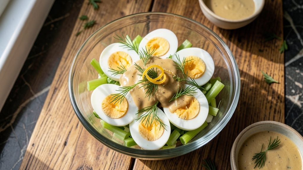 Egg Salad Recipe UK: Crisp Celery Crowns Over Creamy Herb Velouté