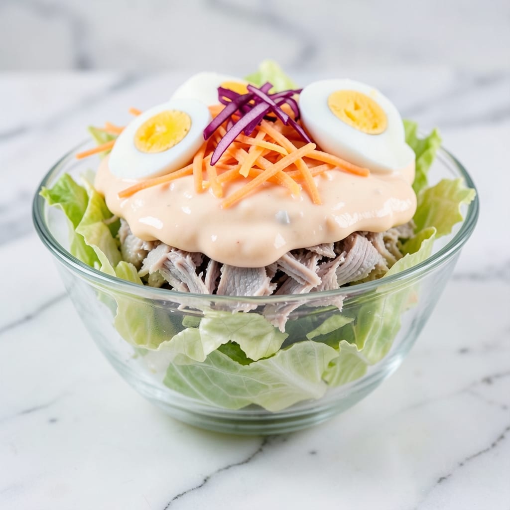 7 Layer Lettuce Salad Recipe With Miracle Whip: Colorful Stack of Crunchy Creamy Layers