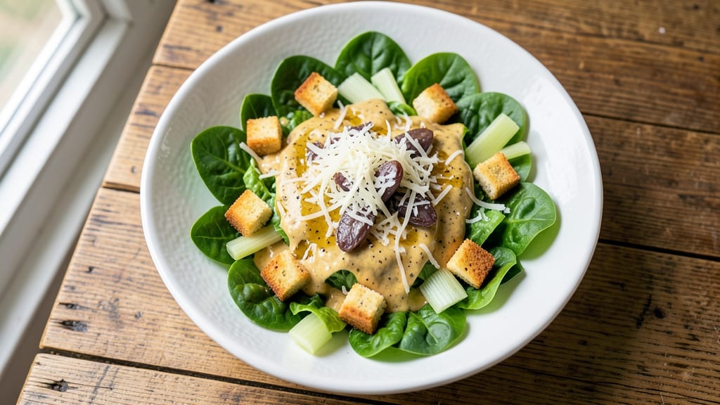 Caesar Salad Recipe UK: Crispy Celery Crowns Over Tangy Garlic-Anchovy Dressing