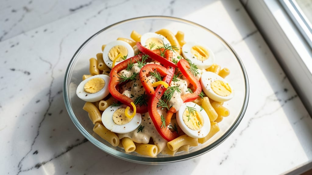 Macaroni Salad Recipe With Hard-Boiled Eggs: Crisp Egg Whites and Herb-Packed Freshness