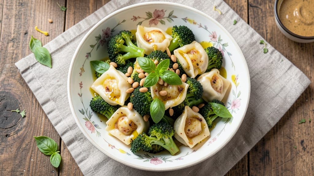 Broccoli Tortellini Salad Recipe: Creamy Basil Pesto Pop With Toasted Pine Nuts