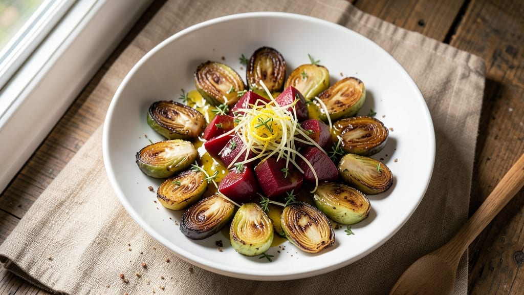 Brussels Sprouts and Beet Salad Recipe: Roasted Earthy Sweetness With Crispy Edges