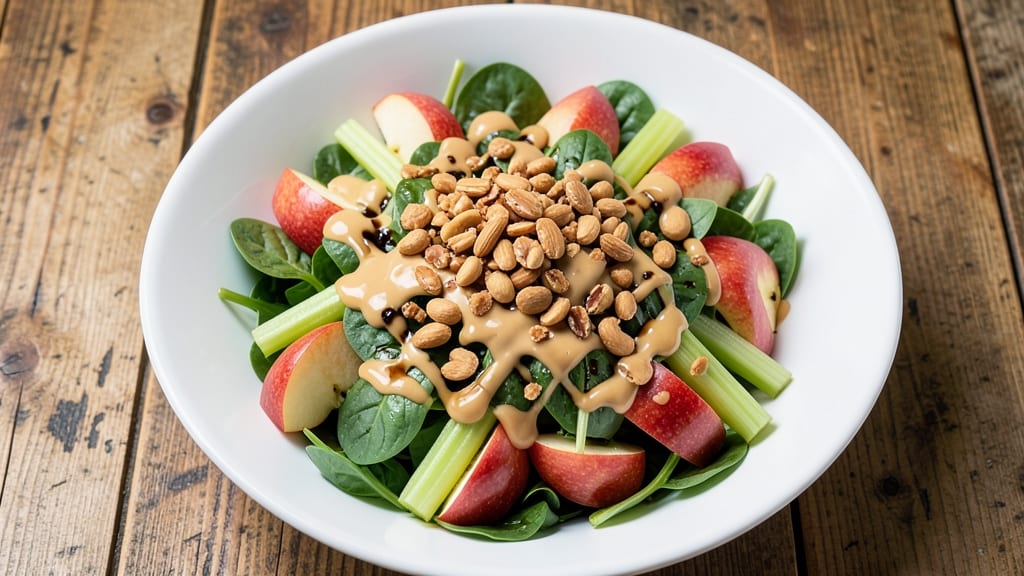 Apple Peanut Salad Recipe: Crunchy Celery Crowns Over Creamy Peanut Vinaigrette Bliss