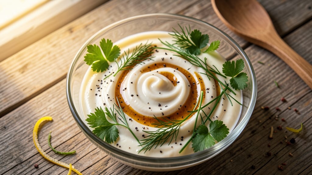 Babe's Chicken House Salad Dressing Recipe: Crisp Celery Crowns Over Creamy Herb Velouté