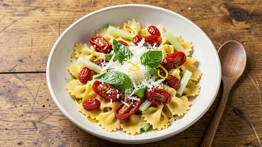 Authentic Italian Pasta Salad Recipe: Celery Crown Crunch Over Zesty Lemon-Anchovy Dressing
