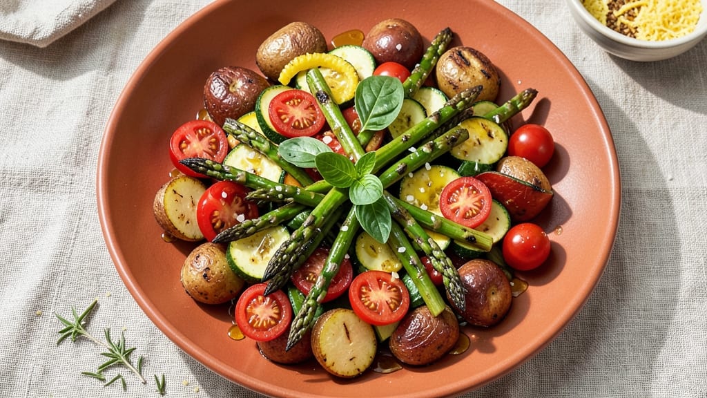 California Pizza Kitchen Roasted Vegetable Salad Recipe: Charred Veggies Over Creamy Herb Dressing