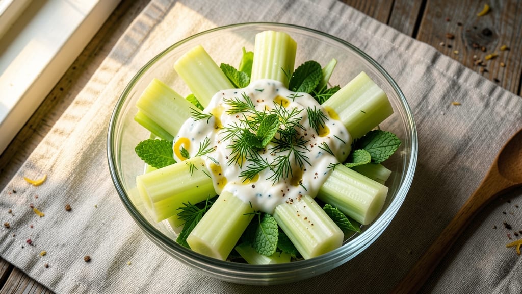 Cameron Diaz's Summer Crunch Salad Recipe: Celery Crowns Stacked High Over Zesty Herb Yogurt