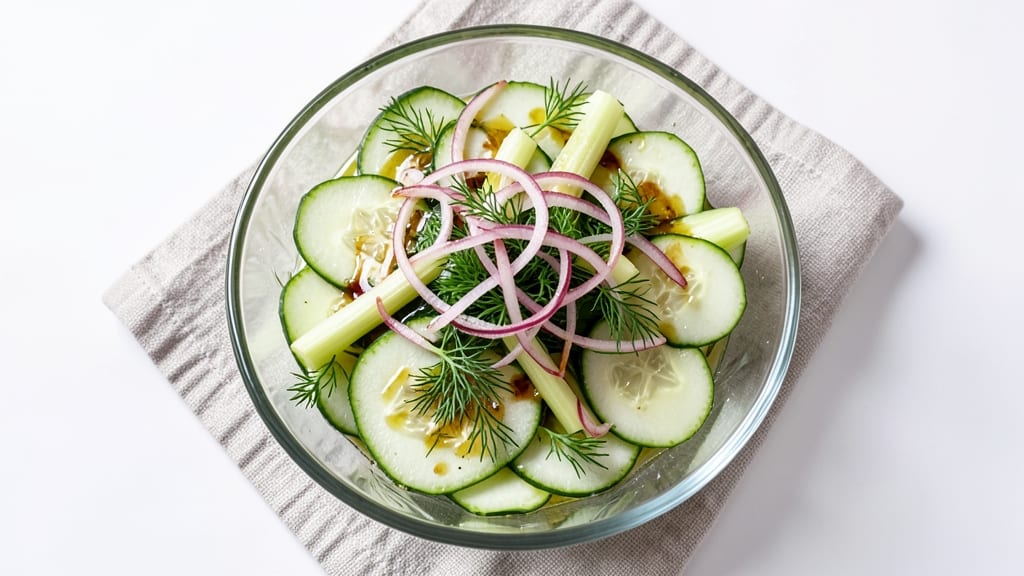 Best Rated Cucumber Salad Recipe: Crisp Celery Crowns Over Zesty Dill Vinegar Bliss