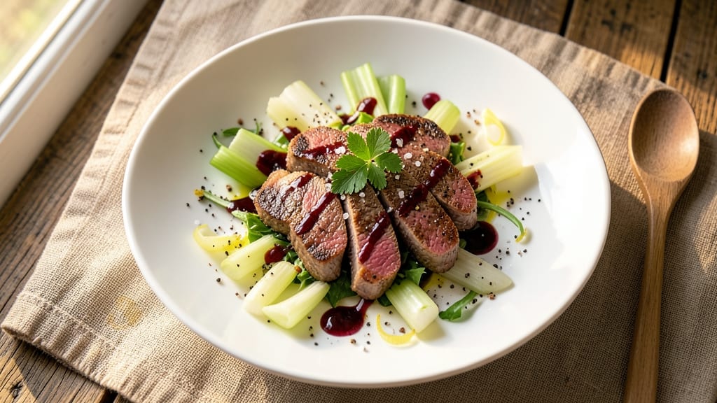 Café Rio Steak Salad Recipe: Grilled Filet Mignon Bites on Celery Crown Crunch