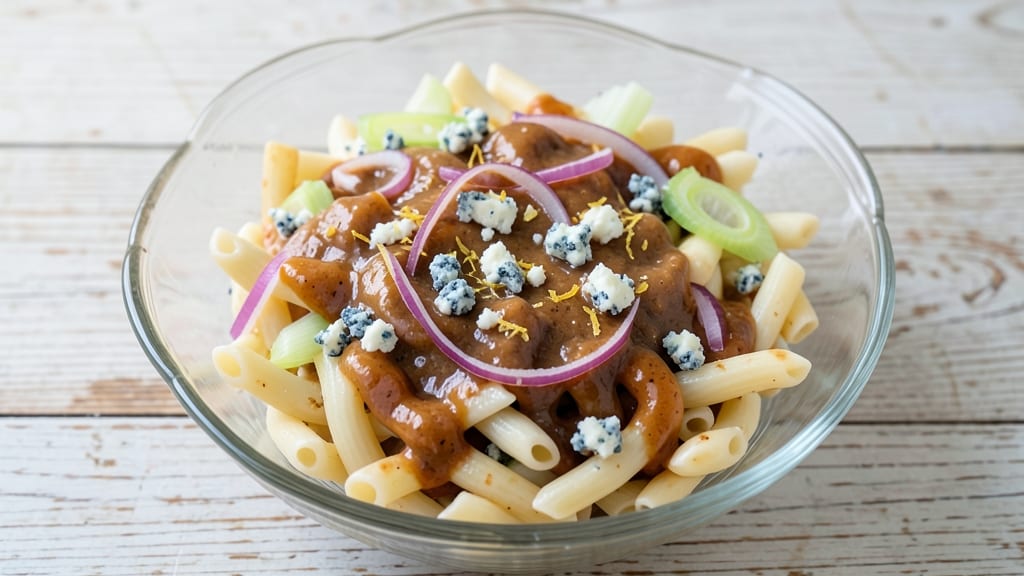 Buffalo Macaroni Salad Recipe: Crisp Celery Crowns Over Tangy Ranch Velout