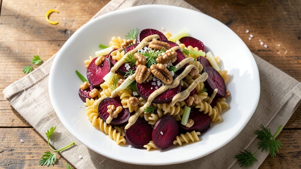 Beetroot Pasta Salad Recipe: Earthy Sweetness Meets Crisp Celery Crowns