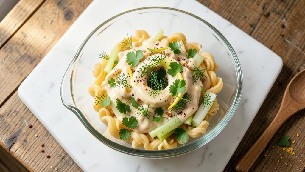 Betty Crocker's Classic Pasta Salad Recipe: Crisp Celery Crowns Over Creamy Herb Dressing Bliss