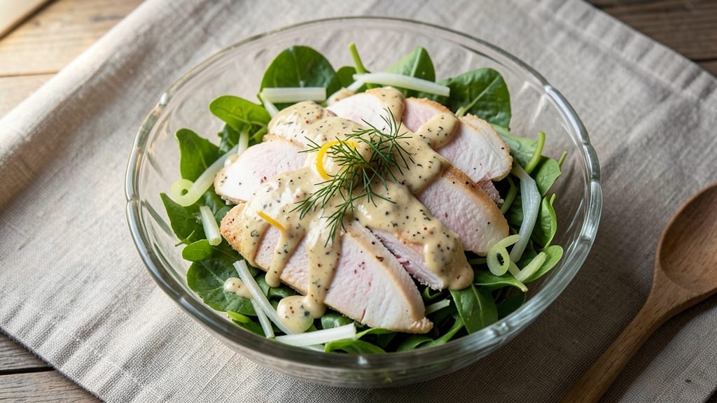 Calvin's Bocage Chicken Salad Recipe: Crisp Celery Crowns Over Creamy Herb Velouté